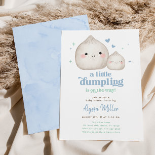 Sweet Blue Little Dumpling Baby Dusche Einladung