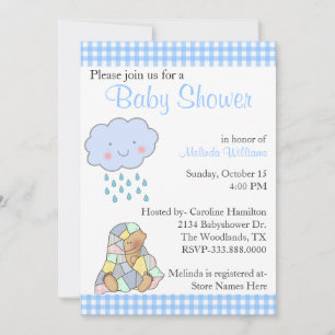 Sweet Blue Rain Cloud Custom Baby Dusche Einladung