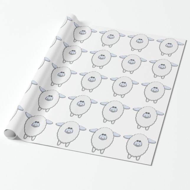 Sweet Blue Sheep Baby Dusche Geschenkpapier (Ungerollt)