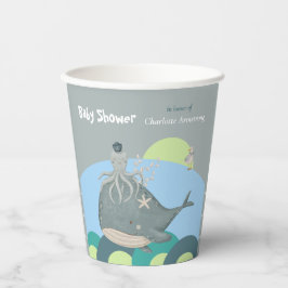 Sweet Blue Watercolor Nautical Whale Baby Dusche Pappbecher