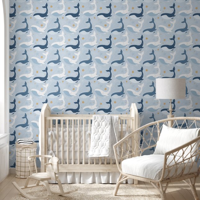 Sweet Blue Whales Kinderzimmer Tapete (Kinder)