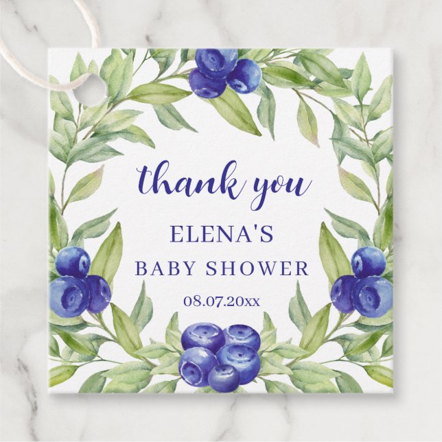 Sweet Blueberries Baby Shower Thank You Geschenkanhänger (Vorderseite)