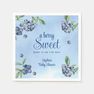 Sweet Blueberry Watercolor Babydusche Serviette