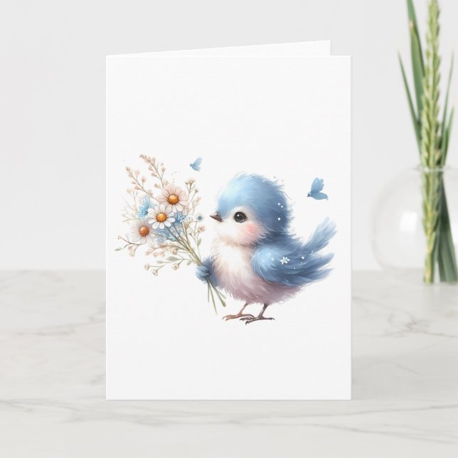 Sweet Bluebird mit Daisy Bouquet All-Occasion Karte (Vorderseite)