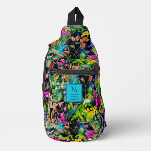 Sweet Blume Blätter farbenfrohe Monogramm Muster Crossbody Bag