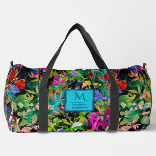 Sweet Blume Blätter farbenfrohe Monogramm Muster Duffle Bag