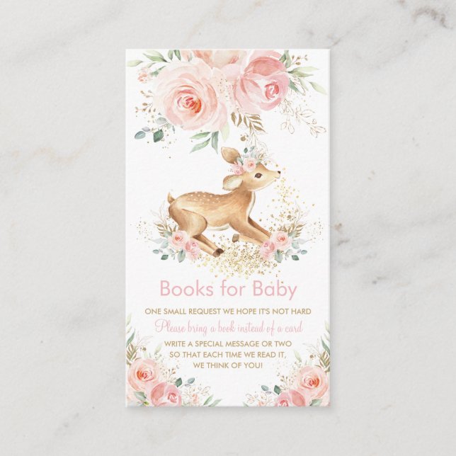 Sweet Blush Blumenschmuck Baby Shower Books for Ba Begleitkarte (Vorderseite)