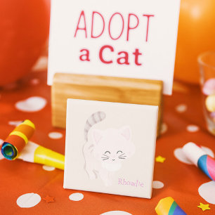 Sweet Blush Kitten Pink & Gray Cat Dekoration Magnet