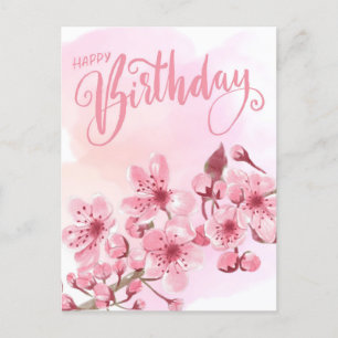Sweet Blush Pink Sakura Floral Geburtstag Postkarte