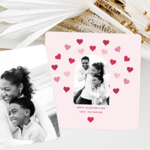Sweet Blush Pink und Red Heart Foto Valentine Feiertagskarte
