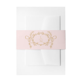 Sweet Blush Pink Verzierte französische Monogramm Einladungsbanderole