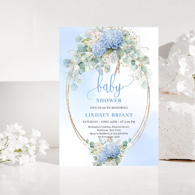 Sweet Bohemian Blue Floral Baby Shower Invitation Einladung (Sweet Bohemian Blue Floral Baby Shower Invitation)