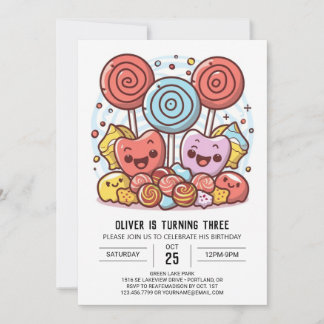 Sweet Bohemisch Lollipop Geburtstag Einladung