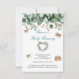 Sweet Boho Baby Reveal – Neutral Sage and Brown Einladung