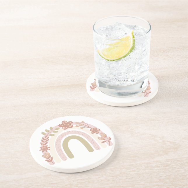 Sweet Boho Floral Rainbow Getränkeuntersetzer (Seite)
