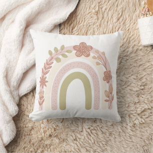Sweet Boho Floral Rainbow Kissen