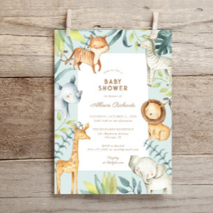 Sweet boho safari Tiere Salbei Baby Dusche Einladung