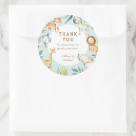 Sweet boho safari Tiere Salbei Baby Dusche Runder Aufkleber