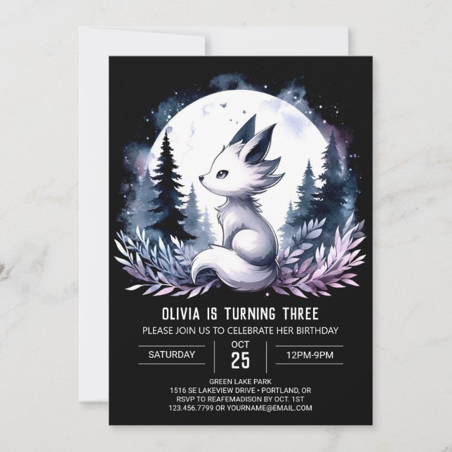 Sweet Boho Wolf Birthday Einladung (Vorderseite)
