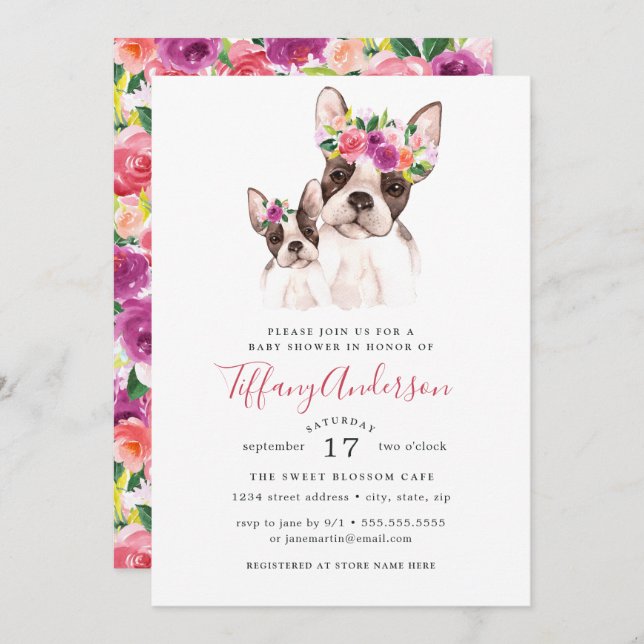 Sweet Boston Mama und Baby Floral Baby Dusche Einladung (Vorne/Hinten)