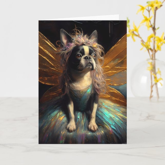 Sweet Boston Terrier Fairy Jedes Anlasses Card Karte (Gelbe Blume)