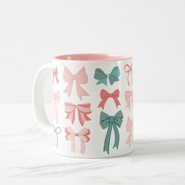 Sweet Bows Coquette Girlhood Trend Zweifarbige Tasse (Vorderseite Links)