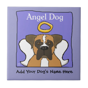 Sweet Boxer Dog Angel Memorial Fliese
