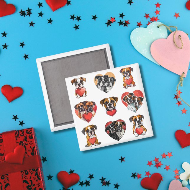 Sweet Boxer Hund und Herzwasser Magnet (Sweet Boxer Dog and Heart Watercolor Magnet)