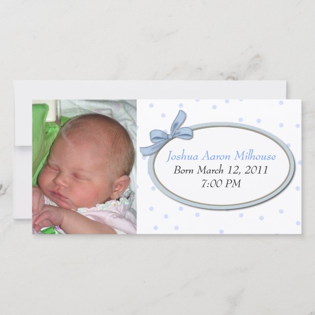 Sweet Boy Birth Announcement Foto Card Ankündigung (Vorderseite)