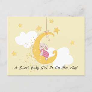Sweet Boy Rabbit Moon Babydusche Einladungspostkarte