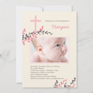 Sweet Branches Christening Invasion - Rosa Einladung