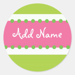 Sweet Briar Girl Geburtstagsticker Rosa und Grün Runder Aufkleber