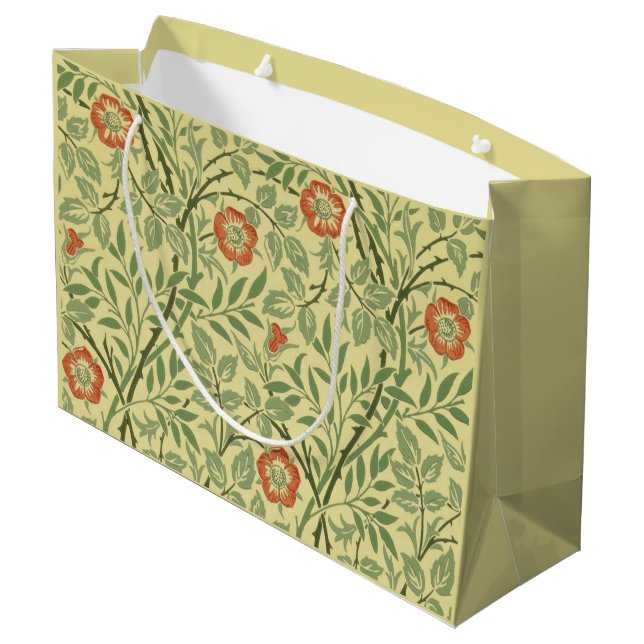 Sweet Briar Pattern (von William Morris) Große Geschenktüte (Rückseite Schrägansicht)