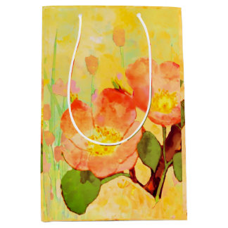 Sweet Briar Yellow Pinks Floral Gift Bag Mittlere Geschenktüte