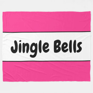 Sweet Bright Candy Cane Pink White "Jingle Bells" Fleecedecke