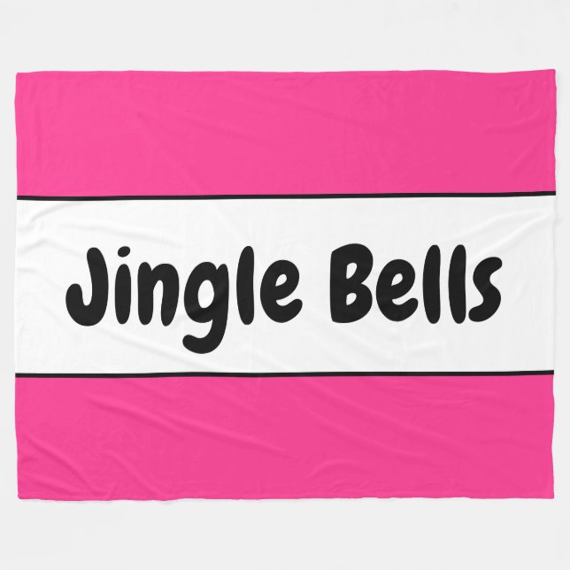 Sweet Bright Candy Cane Pink White "Jingle Bells" Fleecedecke (Vorderseite (Horizontal))