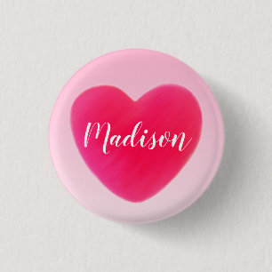 Sweet Bright Pink Heart Personalisiert Button