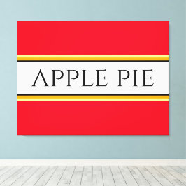 Sweet Bright Red White Yellow "APPLE PIE" Streifen Leinwanddruck