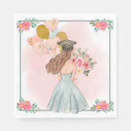Sweet Brünett Girl Watercolor Abschluss Serviette