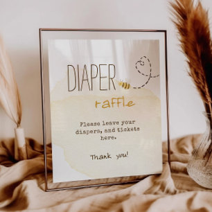 Sweet Bumble Bee Baby Dusche Windeln Raffel Poster