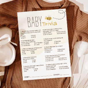 Sweet Bumble Bee Baby Shower Baby Trivia Card Einladung