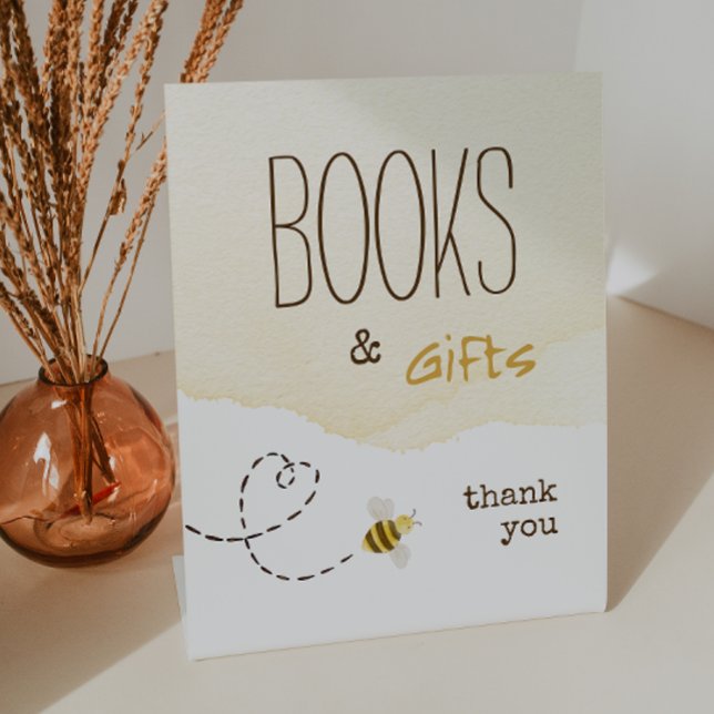 Sweet Bumble Bee Baby Shower Bücher und Geschenke Sockelschild (Von Creator hochgeladen)