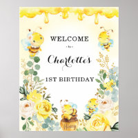 Sweet Bumble Bee Honeycomb Floral Geburtstag Willk