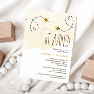 Sweet Bumble Bee Twins Baby Dusche Einladung