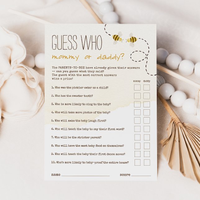 Sweet Bumblebee raten, wer Mama oder Daddy Game Ca Einladung (Von Creator hochgeladen)