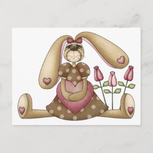 Sweet Bunnies ・ Bunny, Heart & Roses Postkarte