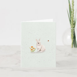 Sweet Bunny and Butterfly Small Greeting Card Dankeskarte