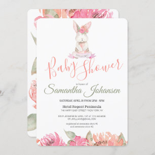 Sweet Bunny and Watercolor Blume Kinderdusche Einladung