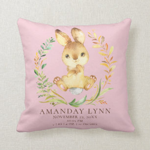 Sweet Bunny Baby Birth Stats Pillow Kissen