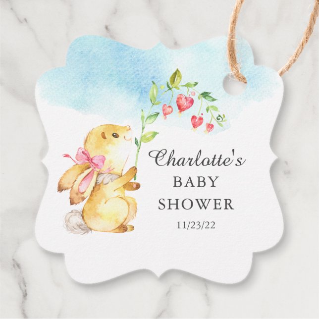 Sweet Bunny Baby Showdusche Gefallen Tag Geschenkanhänger (Rückseite)